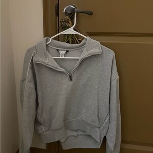 Athleta Light Gray Zip-Up Sweater